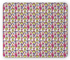 Colorful Floral Motifs Mouse Pad