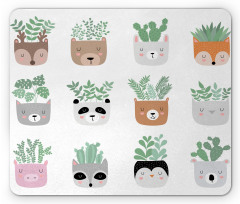 House Plant in Animal Pots Mouse Pad