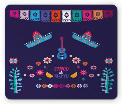 Guitar Hat Flowers Mouse Pad