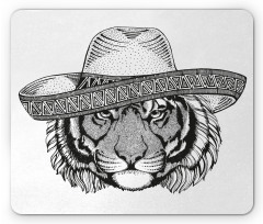 Tiger Fiesta Hat Art Mouse Pad