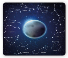 Zodiac Signs Around Moon Mouse Pad