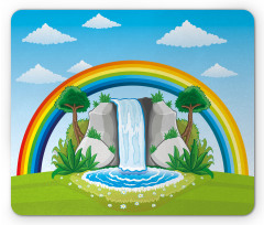 Waterfall and Rainbow Cartoon Mouse Pad