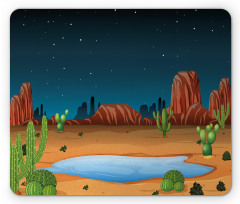 Cactus Plants Starry Sky View Mouse Pad