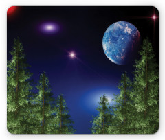 Cosmic Night Pine Trees Mouse Pad