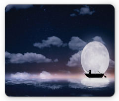 Fisherman in Boat Night Mouse Pad