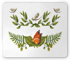 Leafy Branches Butterflies Mouse Pad