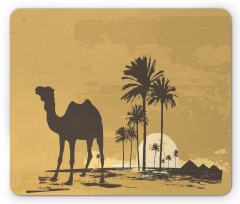 Camel and Palm Trees Sunset Mouse Pad