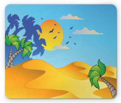 Cartoon Desert Landscape Palms Mouse Pad