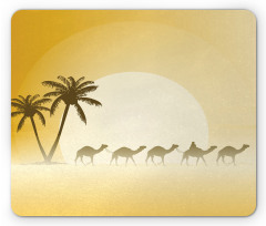 Camel Caravan and Palm Trees Mouse Pad