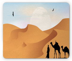 Camels and Man Silhouette Art Mouse Pad