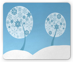 Round Snowflake Trees Mouse Pad