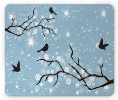 Birds Snowflakes Mouse Pad