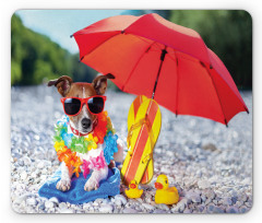 Funny Hawaiian Dog Beach Mouse Pad