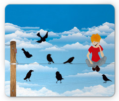 Boy and Avian Sky Mouse Pad