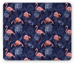 Exotic Floral Flamingos Mouse Pad