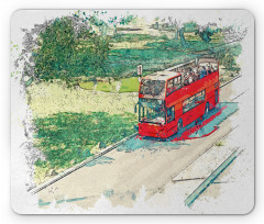 Tourist Bus Watercolor Art Mouse Pad