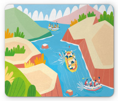 Rafting on River Cartoon Mouse Pad