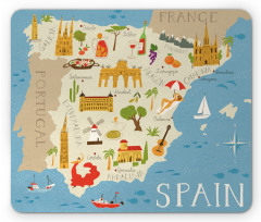 Spain Mapping Calligraphy Mouse Pad