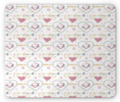 Hearts with Wings Zigzags Mouse Pad