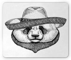 Single Panda Face in a Hat Mouse Pad