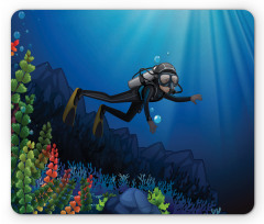 Scuba Diver Exploring Art Mouse Pad