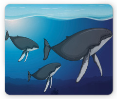 Swimming Whales Scenery Mouse Pad