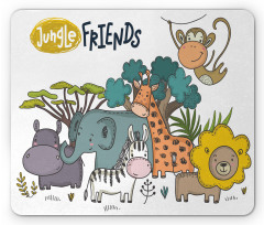 Cartoon Jungle Friends Fauna Mouse Pad