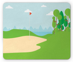 Field Trees Flag Mouse Pad