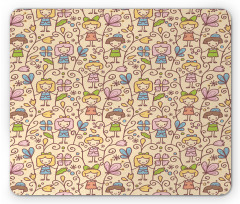 Happy Girls Floral Swirls Mouse Pad