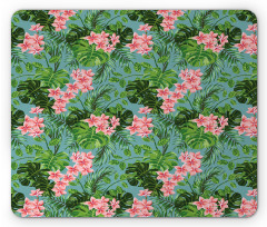 Exotic Pastel Plumeria Pattern Mouse Pad