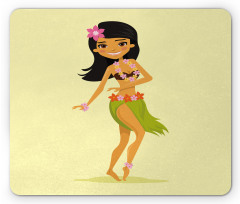 Hawaiian Dancer Girl Cartoon Mouse Pad