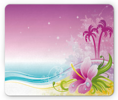 Abstract Waves Hibiscus Palms Mouse Pad