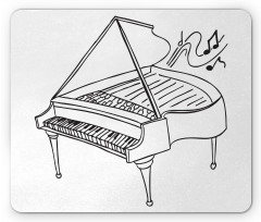 Monochrome Piano Drawing Mouse Pad