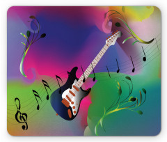 Guitar on Colorful Back Mouse Pad