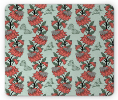 Flower Butterfly Silhouettes Mouse Pad