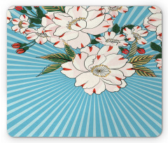 Floral Bloom on Retro Rays Mouse Pad