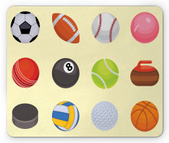 Different Sports Balls Layout Mouse Pad