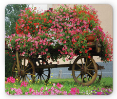 Flowers in Wooden Wagon Mouse Pad