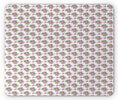 Repeated Colorful Flowers Mouse Pad