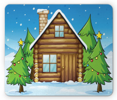Cabin and Firs in Winter Mouse Pad