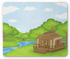 Wooden Lodge near Stream Mouse Pad