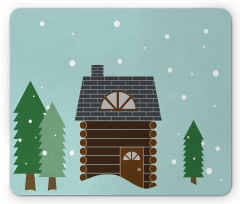 Cabin in Snowy Landscape Mouse Pad