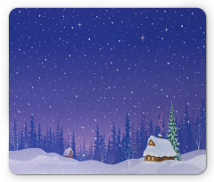 Houses in Snowy Night Mouse Pad