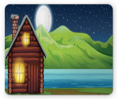 Cabin near River at Night Mouse Pad