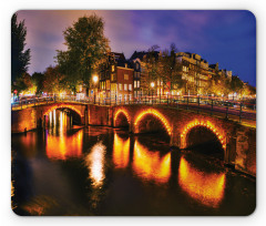 Dutch Canals and Lit Bridges Mouse Pad