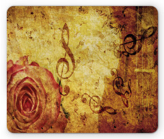 Old Rose Music Note Shabby Mouse Pad