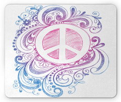 Peace Sign and Swirls Mouse Pad