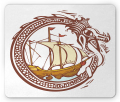 Sailing Boat Waves Dragon Mouse Pad