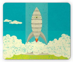 Flying Rocket Clouds Art Mouse Pad