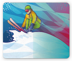 Man Skiing Sportive Scene Mouse Pad